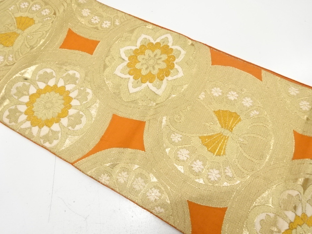 JAPANESE KIMONO / ANTIQUE FUKURO OBI / SILK / WOVEN BUTTERFLY